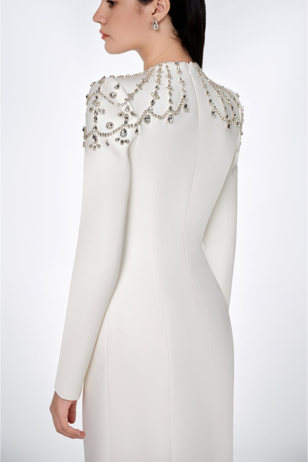 Long Sleeve Queen Anne Neckline Dress